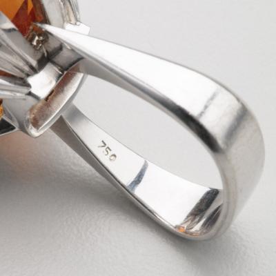 Georg Jensen Georg Jensen Wendel 1940s Art Deco Mandarin Citrine Diamonds18Kt Gold Ring