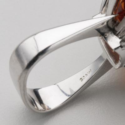 Georg Jensen Georg Jensen Wendel 1940s Art Deco Mandarin Citrine Diamonds18Kt Gold Ring