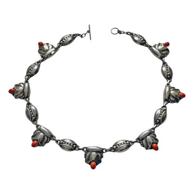 Georg Jensen Georg Jensen rare design Sterling Silver Coral Necklace C 1930