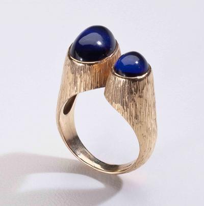 Georg Jensen Gold Ring No 867 with Synthetic Sapphire
