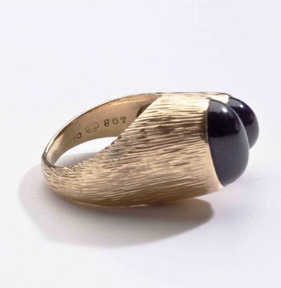 Georg Jensen Gold Ring No 867 with Synthetic Sapphire