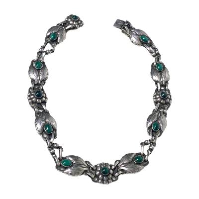 Georg Jensen Malachite and Sterling Silver Necklace No 1