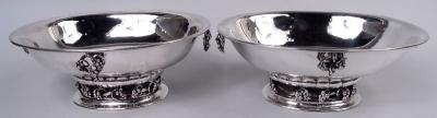 Georg Jensen Pair of Early Georg Jensen Danish Modern Grape Centerpiece Bowls