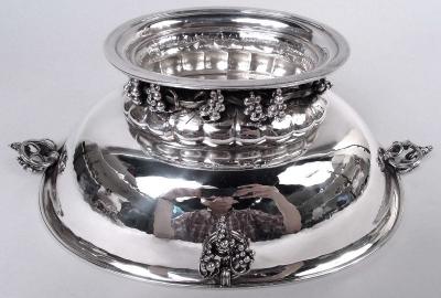 Georg Jensen Pair of Early Georg Jensen Danish Modern Grape Centerpiece Bowls