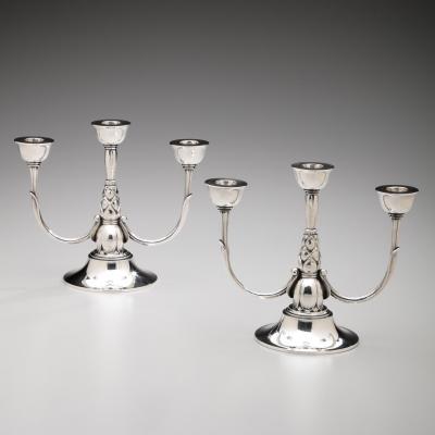 Georg Jensen Pair of Georg Jensen Candelabra No 537C