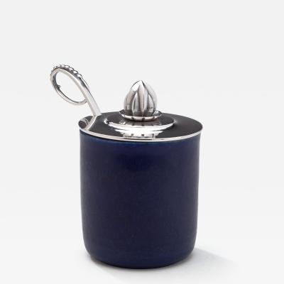 Georg Jensen Saxbo Jam Marmalade Jar with Georg Jensen Lid Spoon
