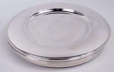 Georg Jensen Set of 8 Georg Jensen Pyramid Sterling Silver Dinner Plates