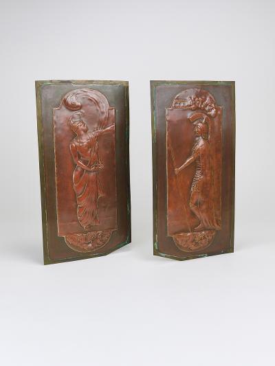 Georg Klimt Georg Klimt Vienna Secession Pair Art Nouveau Relief Panels Vienna 1900s