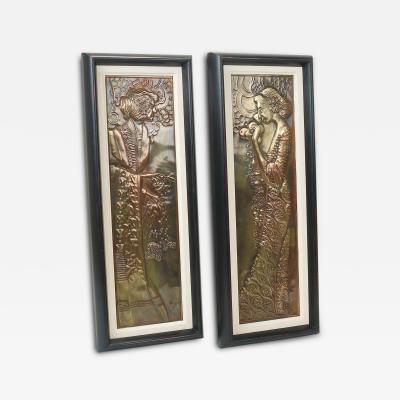 Georg Klimt Georg Klimt Vienna Secession Pair Demeter Art Nouveau Relief Panels 1900s