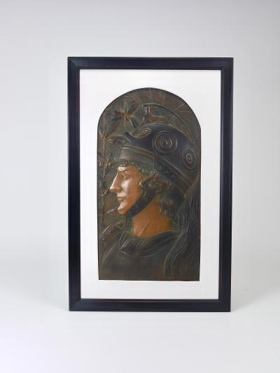 Georg Klimt Vienna Secession Pair Spartans Georg Klimt attr Art Nouveau Relief Panels