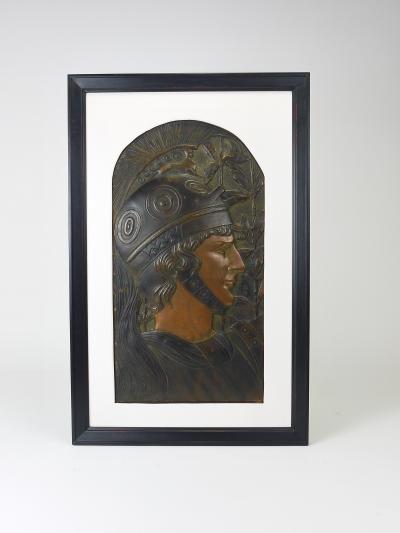 Georg Klimt Vienna Secession Pair Spartans Georg Klimt attr Art Nouveau Relief Panels