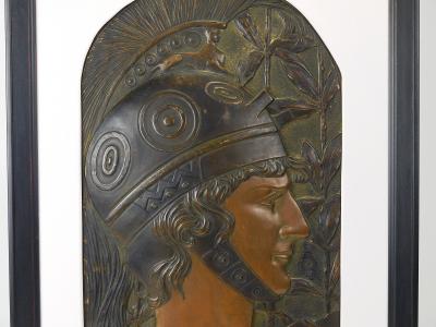Georg Klimt Vienna Secession Pair Spartans Georg Klimt attr Art Nouveau Relief Panels