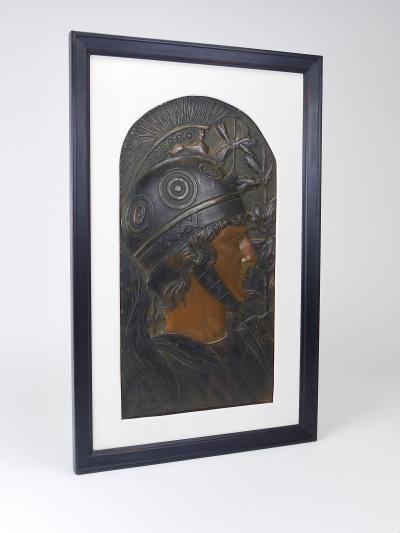 Georg Klimt Vienna Secession Pair Spartans Georg Klimt attr Art Nouveau Relief Panels