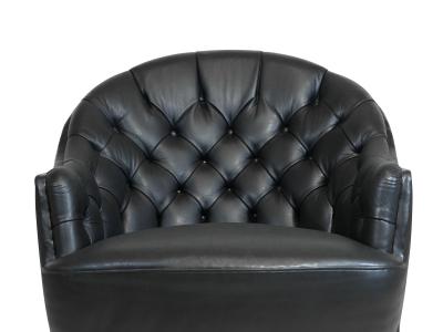 Georg Kofoed Pair of Georg Kofoed Sculptural Danish Club Chairs in Black Leather