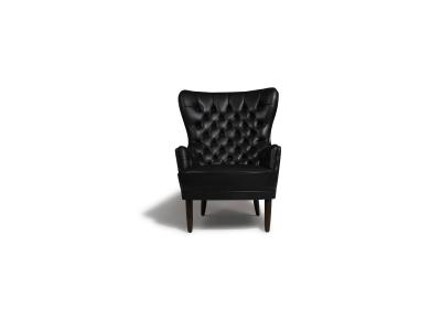 Georg Kofoed Pair of Georg Kofoed Sculptural Danish Wingback Chairs in Black Leather