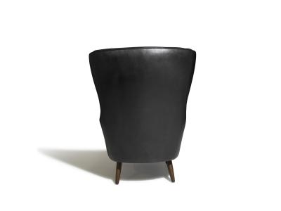 Georg Kofoed Pair of Georg Kofoed Sculptural Danish Wingback Chairs in Black Leather