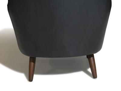 Georg Kofoed Pair of Georg Kofoed Sculptural Danish Wingback Chairs in Black Leather