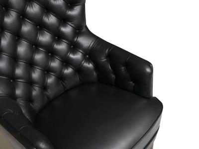 Georg Kofoed Pair of Georg Kofoed Sculptural Danish Wingback Chairs in Black Leather