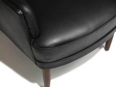 Georg Kofoed Pair of Georg Kofoed Sculptural Danish Wingback Chairs in Black Leather