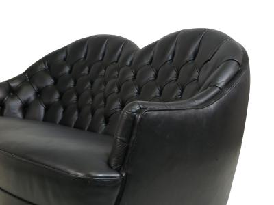 Georg Kofoed Sculptural Danish Settee in Black Leather
