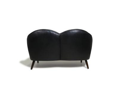 Georg Kofoed Sculptural Danish Settee in Black Leather