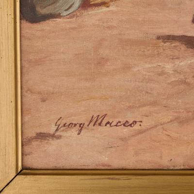 Georg Macco Antique German Orientalist painting of a Cairo street by Macco