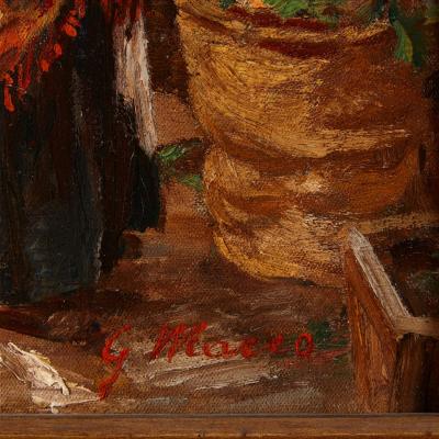 Georg Macco Orientalist oil painting of Damascus Gate in Jerusalem by Macco