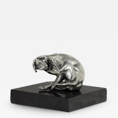 Georg Schweigger Dog scratching its ear a 17th century silver plated sculpture