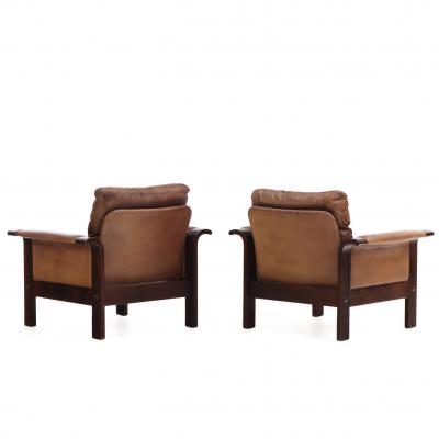 Georg Thams Pair of 1970s Danish Leather Lounge Chairs by Georg Thams for A S Vejen