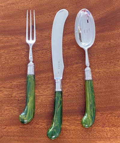 George Adams English Antique Silver dessert lunch fruit set London 1878 Geo Adams