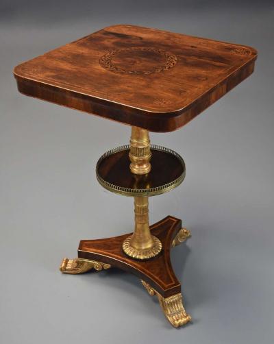 George Bullock Fine quality Regency rosewood two tier occasional table in the manner of Bullock