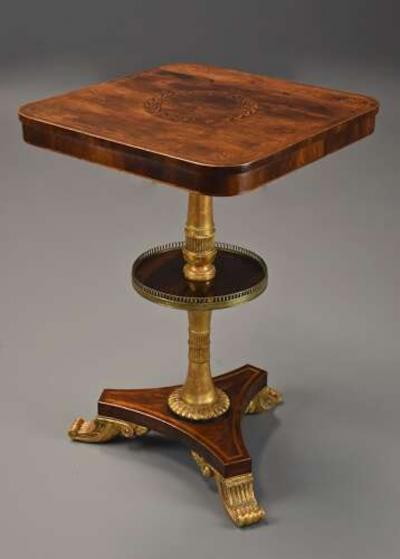 George Bullock Fine quality Regency rosewood two tier occasional table in the manner of Bullock
