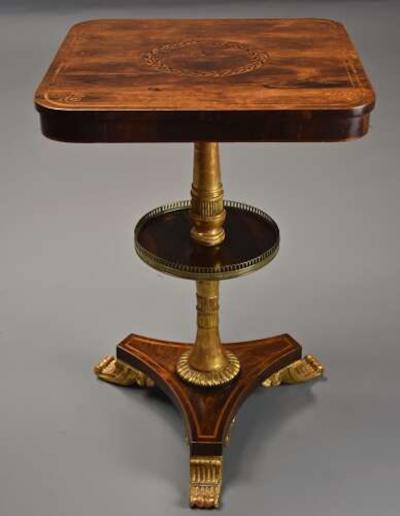 George Bullock Fine quality Regency rosewood two tier occasional table in the manner of Bullock