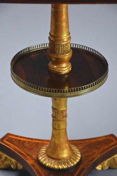 George Bullock Fine quality Regency rosewood two tier occasional table in the manner of Bullock