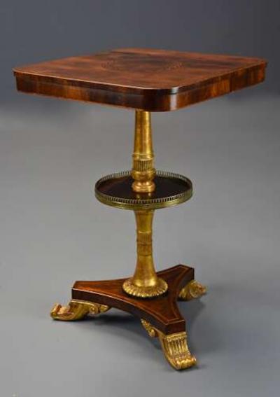 George Bullock Fine quality Regency rosewood two tier occasional table in the manner of Bullock