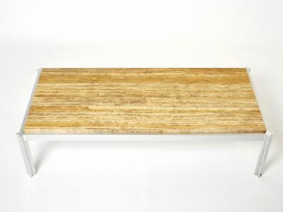 George Ciancimino Chrome aluminium yellow travertine George Ciancimino coffee table 1975