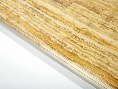 George Ciancimino Chrome aluminium yellow travertine George Ciancimino coffee table 1975