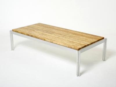 George Ciancimino Chrome aluminium yellow travertine George Ciancimino coffee table 1975
