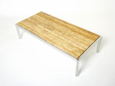 George Ciancimino Chrome aluminium yellow travertine George Ciancimino coffee table 1975