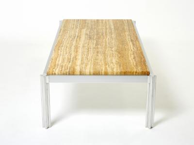 George Ciancimino Chrome aluminium yellow travertine George Ciancimino coffee table 1975