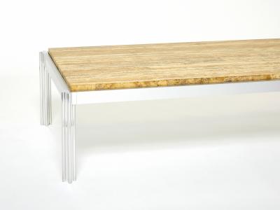 George Ciancimino Chrome aluminium yellow travertine George Ciancimino coffee table 1975