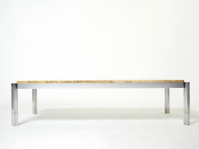 George Ciancimino Chrome aluminium yellow travertine George Ciancimino coffee table 1975