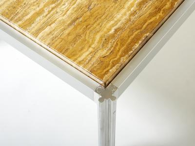 George Ciancimino Chrome aluminium yellow travertine George Ciancimino coffee table 1975