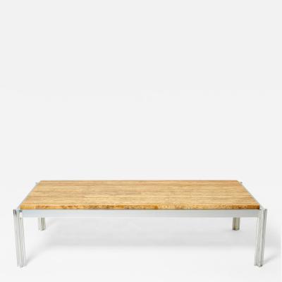 George Ciancimino Chrome aluminium yellow travertine George Ciancimino coffee table 1975