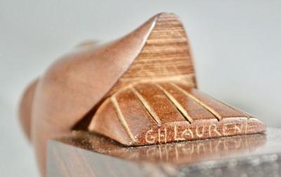 George H Laurent Art Deco Bookends of Parrots in Wood by George Laurent