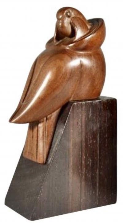 George H Laurent Art Deco Bookends of Parrots in Wood by George Laurent