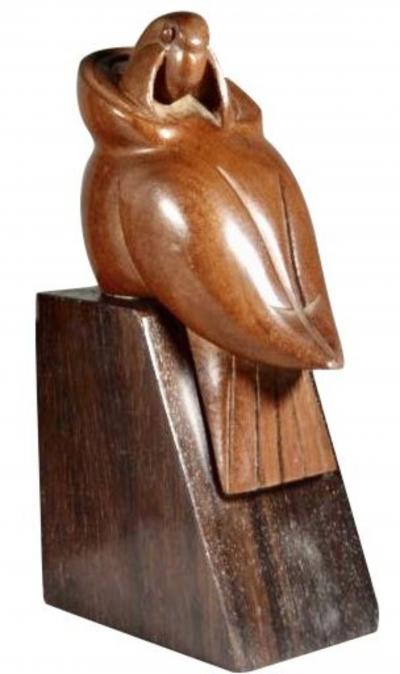 George H Laurent Art Deco Bookends of Parrots in Wood by George Laurent