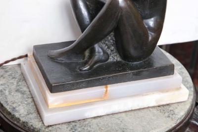 George Henri Tribout Georges Tribout Bronze Figural Table Lamp