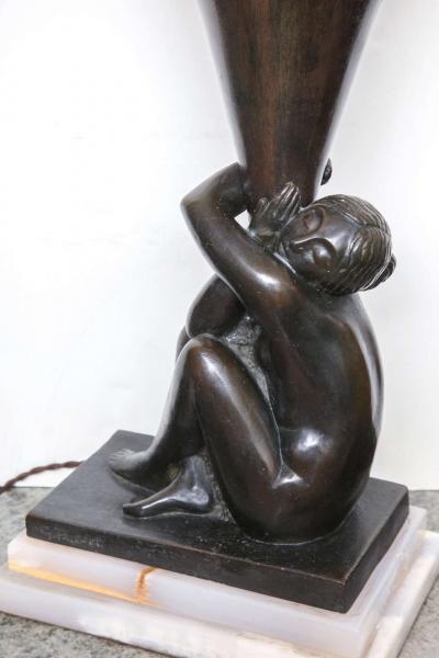 George Henri Tribout Georges Tribout Bronze Figural Table Lamp