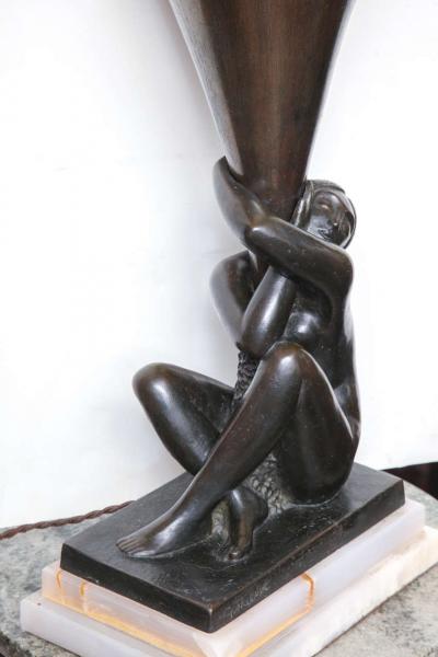 George Henri Tribout Georges Tribout Bronze Figural Table Lamp